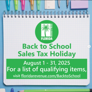 08/01-31 - Back to School Florida Sales Tax Holiday