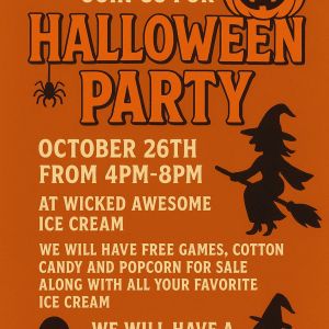 10/26- Halloween Party at Wicked Awesome Ice Cream Emporium